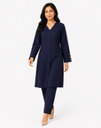 Navy Blue V-Neck Co-ord Set