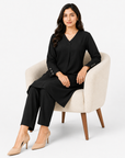 Black V-Neck Co-ord Set