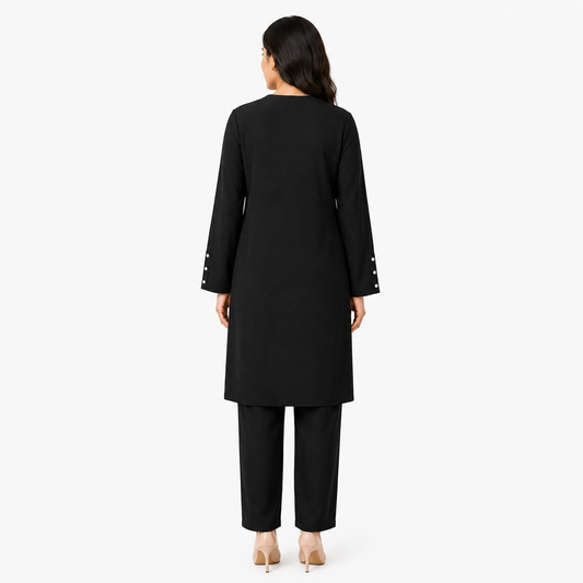 Back view of the Black V-Neck co-ord set