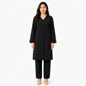 Black V-Neck Co-ord Set