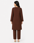 Chocolate Brown V-Neck Co-ord Set