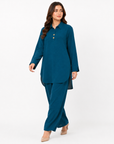 Peacock Teal Placket Co-ord Set