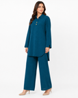 Peacock Teal Placket Co-ord Set