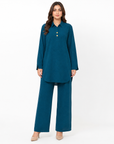 Peacock Teal Placket Co-ord Set