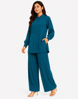 Peacock Teal Mandarin Co-ord Set