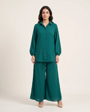Teal Green Tailored Flapper Co-ord Set