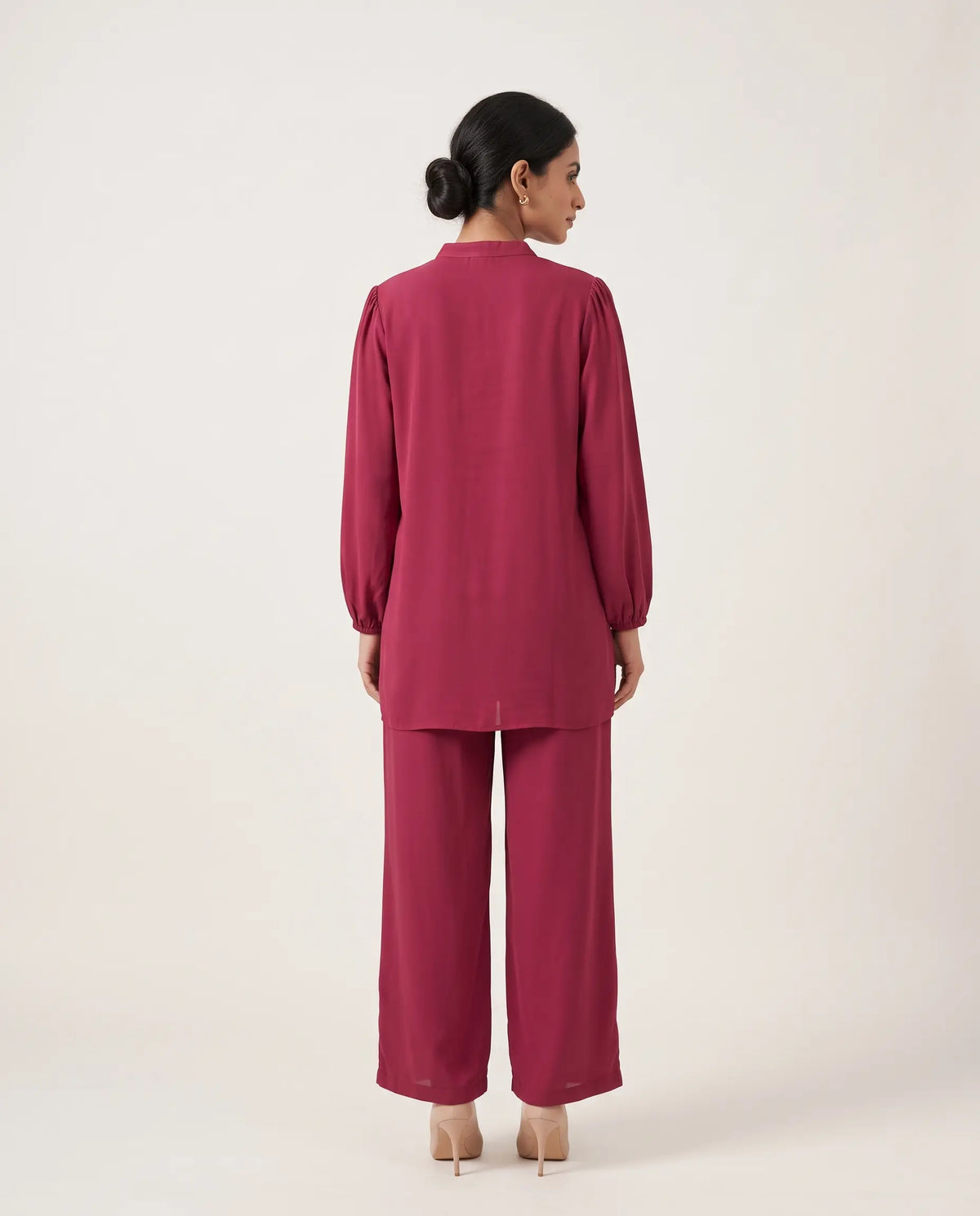 Berry Pink Notch Neck Co-ord Set