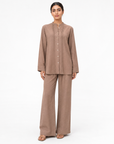 Mocha Taupe Bizu Pleated Co-ord Set