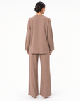 Mocha Taupe Bizu Pleated Co-ord Set