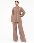 Mocha Taupe Bizu Pleated Co-ord Set