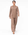 Mocha Taupe Bizu Pleated Co-ord Set
