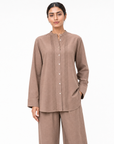 Mocha Taupe Bizu Pleated Co-ord Set