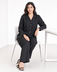 Black Bizu Pleated Co-ord Set