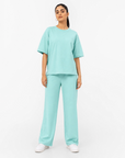 Mint Aqua Drop Shoulder Track Suit
