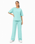 Mint Aqua Drop Shoulder Track Suit