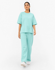 Mint Aqua Drop Shoulder Track Suit