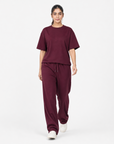 Burgundy Drop Shoulder Track Suit