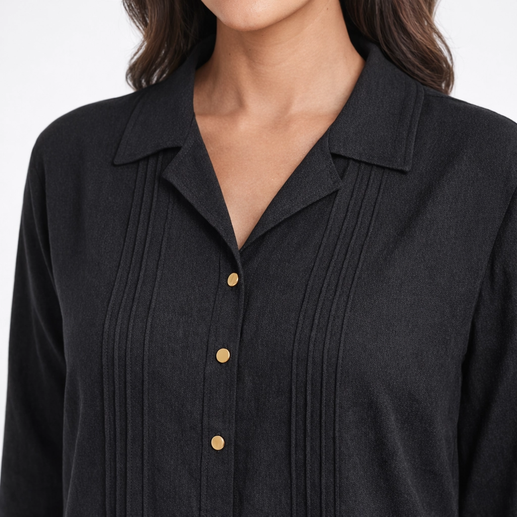 Black Bizu Pleated Co-Ord Set