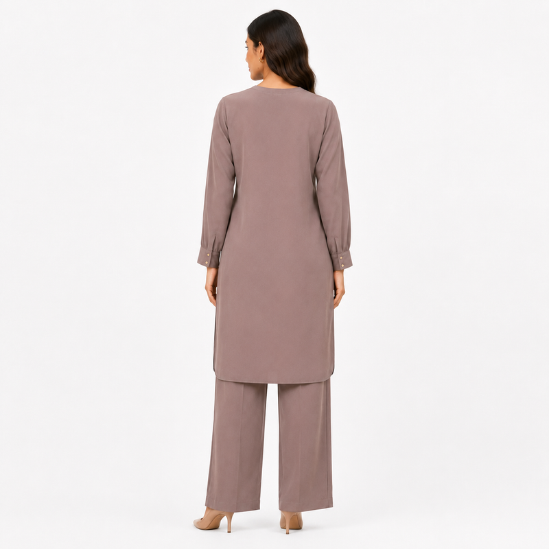 Mink Taupe Scallop Co-ord Set