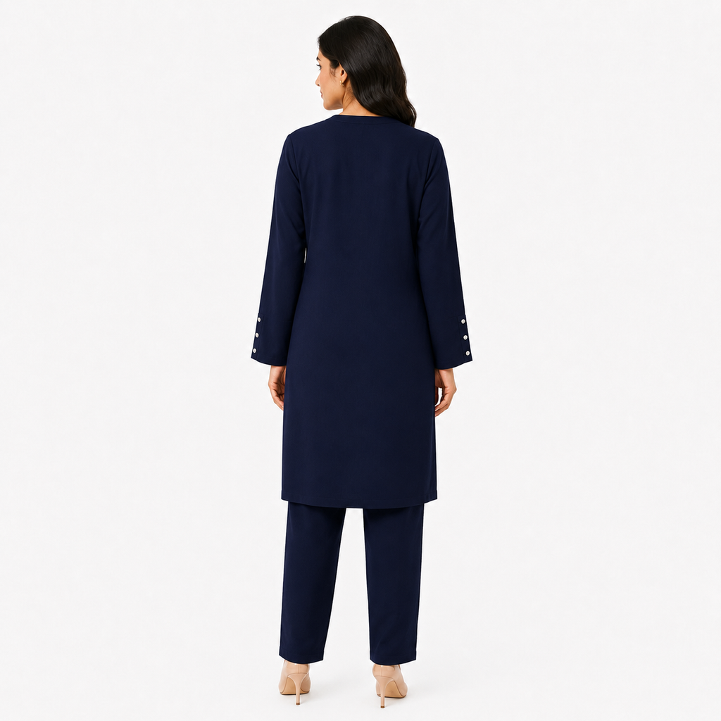 Navy Blue V-Neck Co-Ord Set