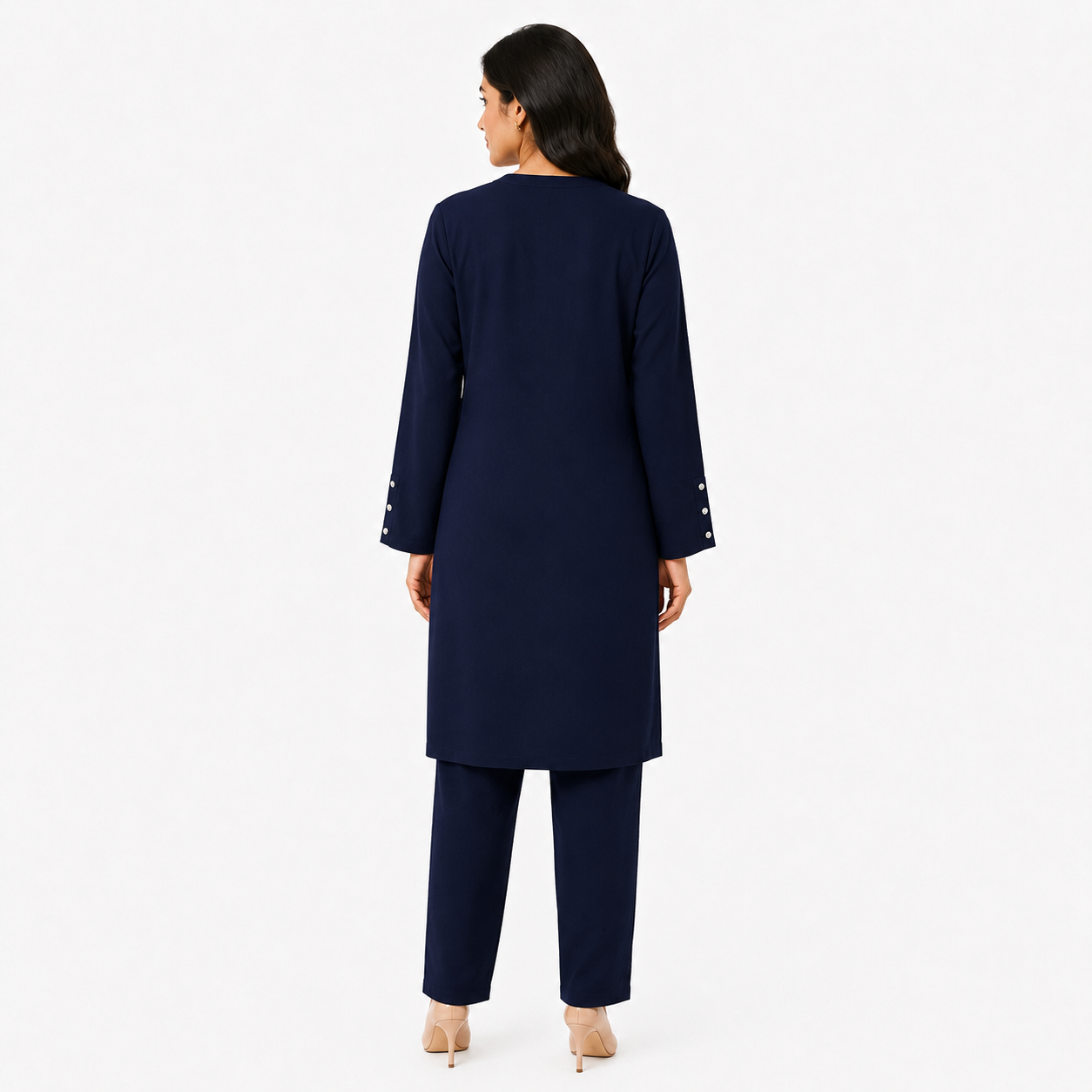 Navy Blue V-Neck Co-Ord Set