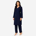 Navy Blue V-Neck Co-Ord Set
