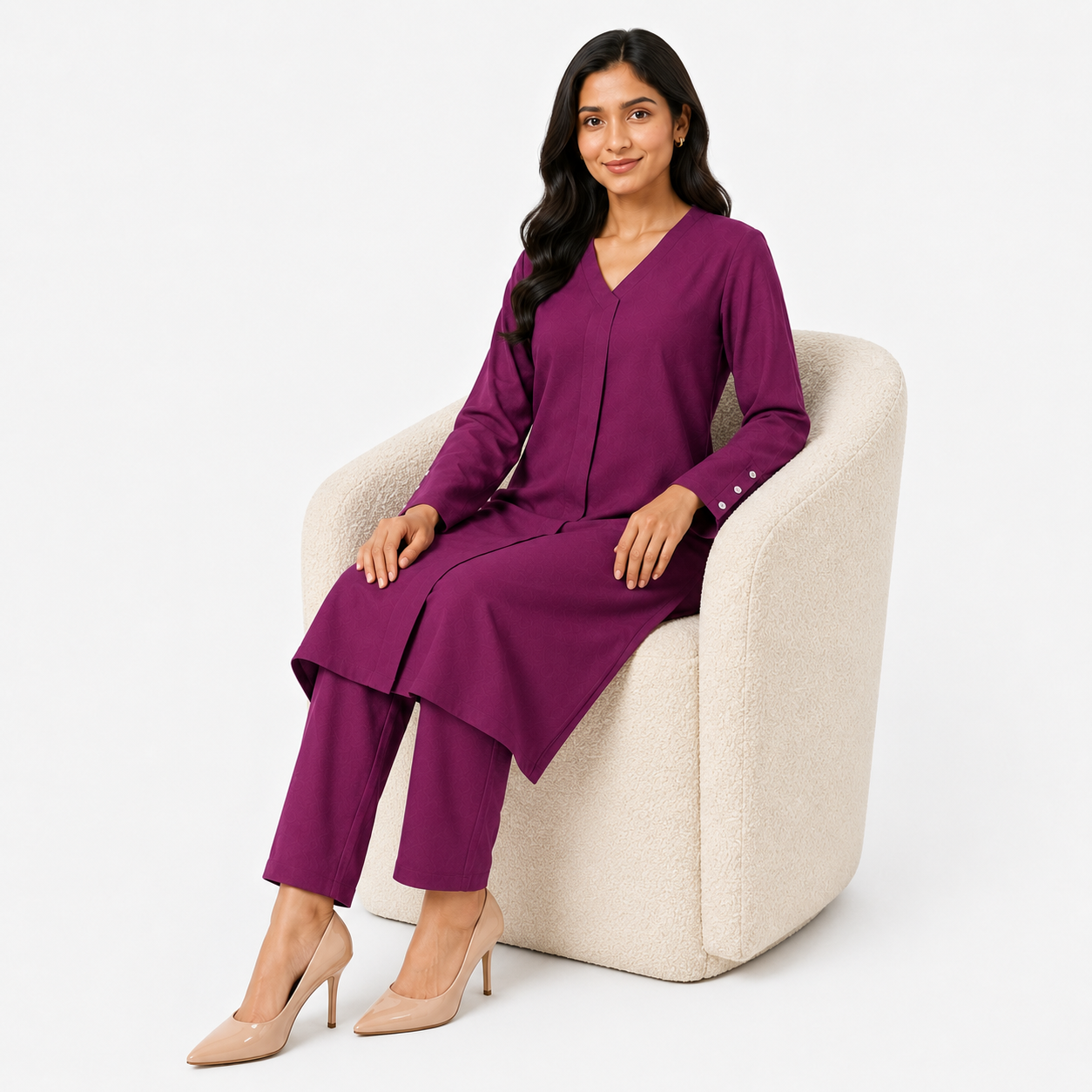 Berry Plum V-Neck Co-Ord Set