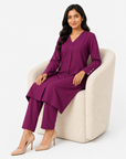 Berry Plum V-Neck Co-ord Set