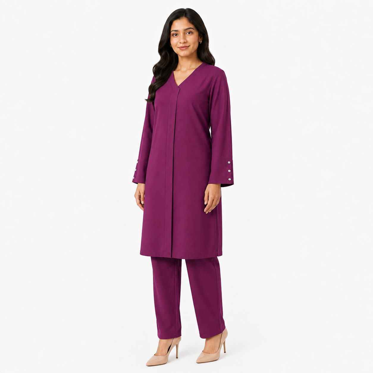 Berry Plum V-Neck Co-Ord Set