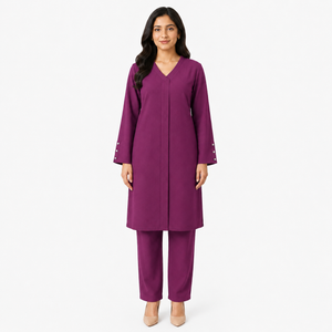 Berry Plum V-Neck Co-ord Set