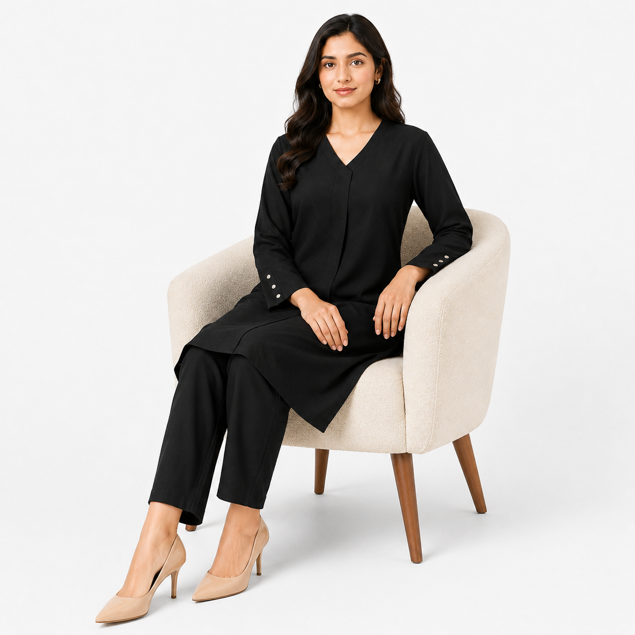 Black V-Neck Co-Ord Set