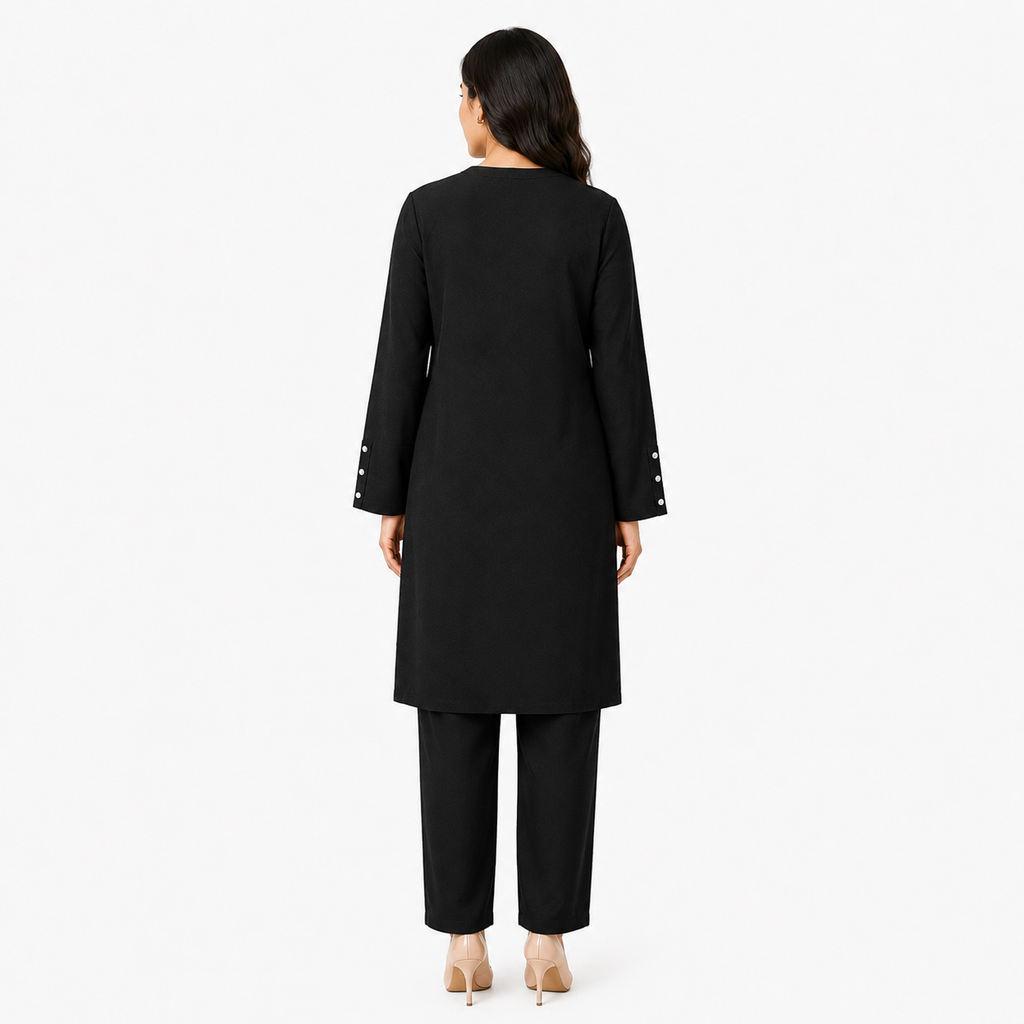 Black V-Neck Co-Ord Set
