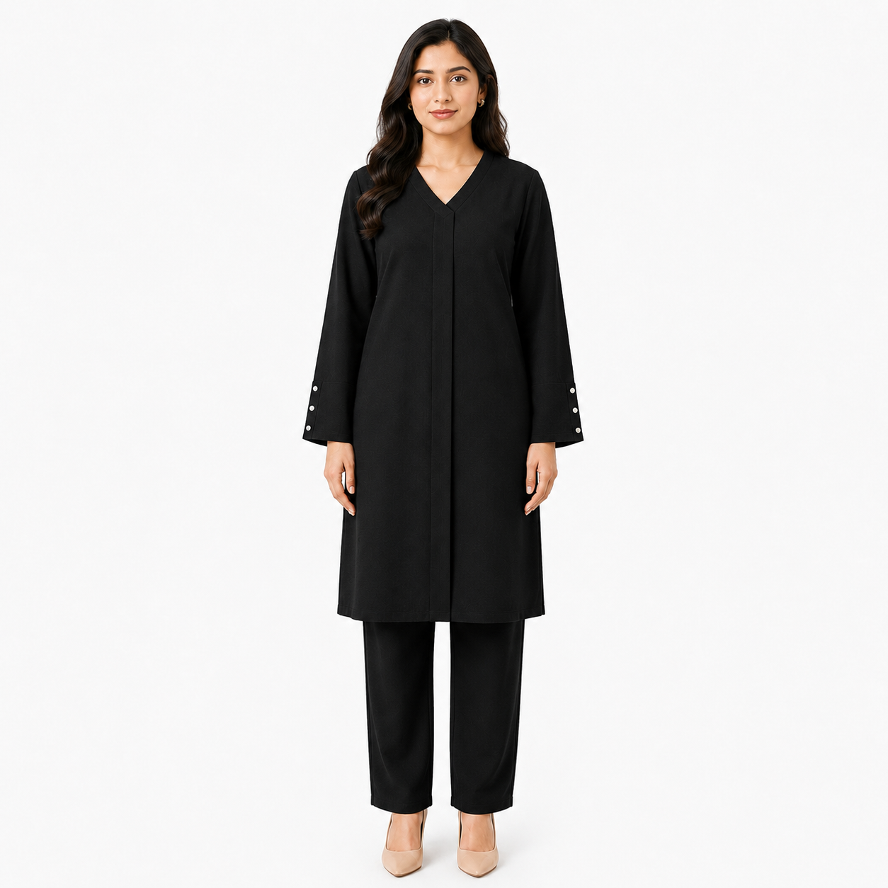 Black V-Neck Co-Ord Set