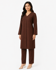Chocolate Brown V-Neck Co-ord Set