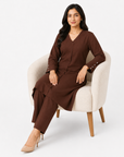Chocolate Brown V-Neck Co-ord Set