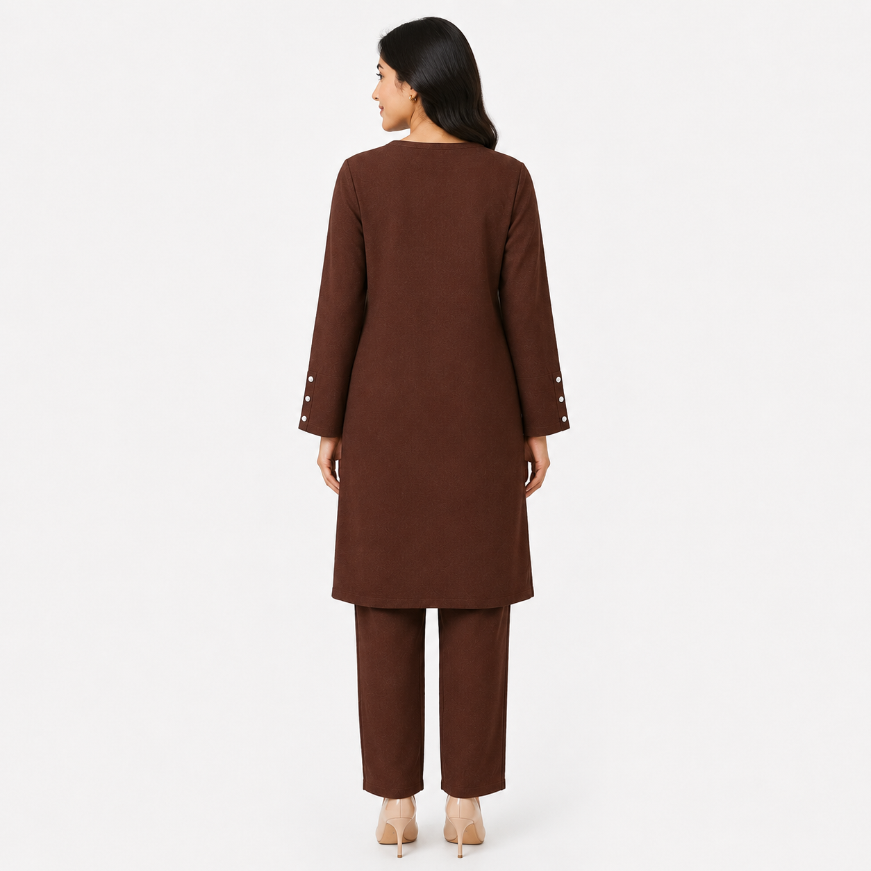 Chocolate Brown V-Neck Co-Ord Set