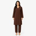 Chocolate Brown V-Neck Co-Ord Set