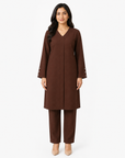 Chocolate Brown V-Neck Co-ord Set