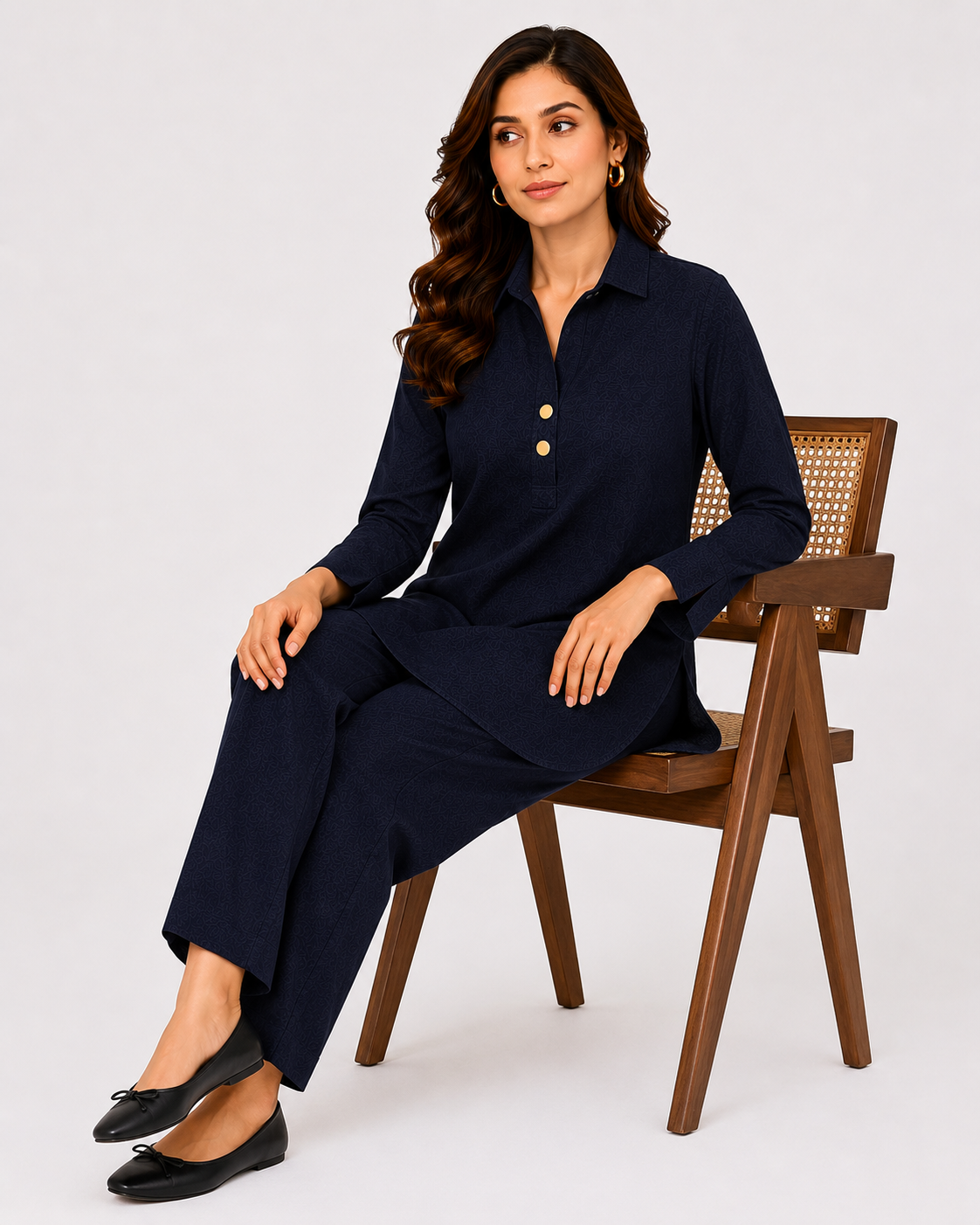 Black Placket Co-Ord Set