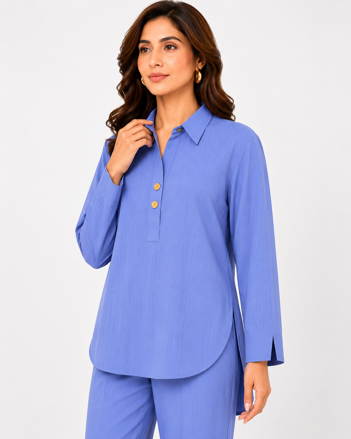 Periwinkle Blue Placket Co-Ord Set