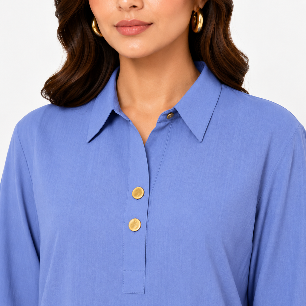 Periwinkle Blue Placket Co-Ord Set