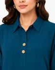 Peacock Teal Placket Co-ord Set