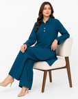 Peacock Teal Placket Co-ord Set