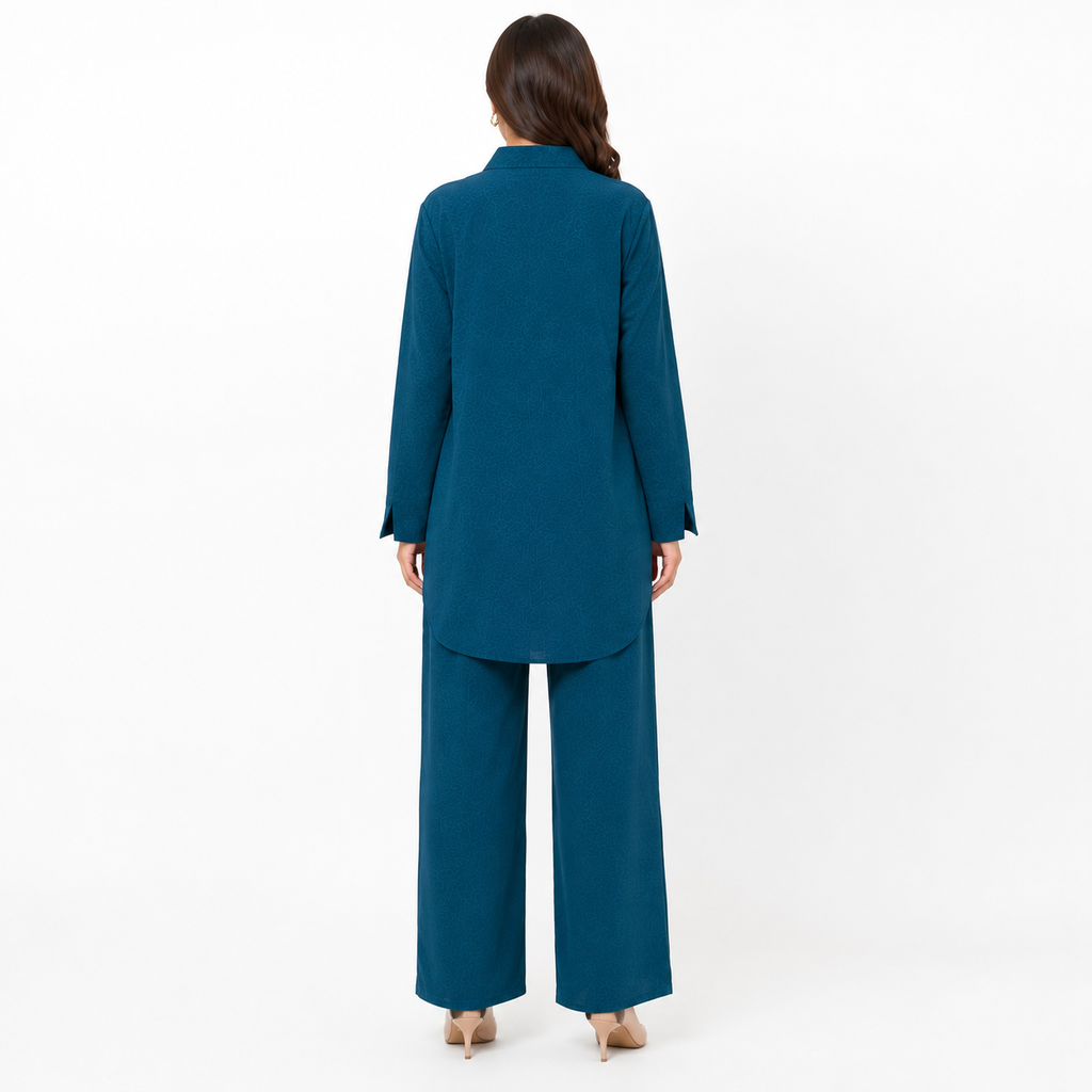Peacock Teal Placket Co-Ord Set