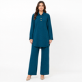 Peacock Teal Placket Co-Ord Set