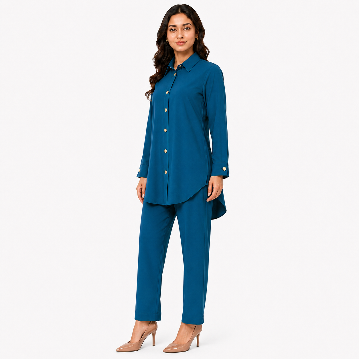 Sapphire Blue Collared Co-Ord Set