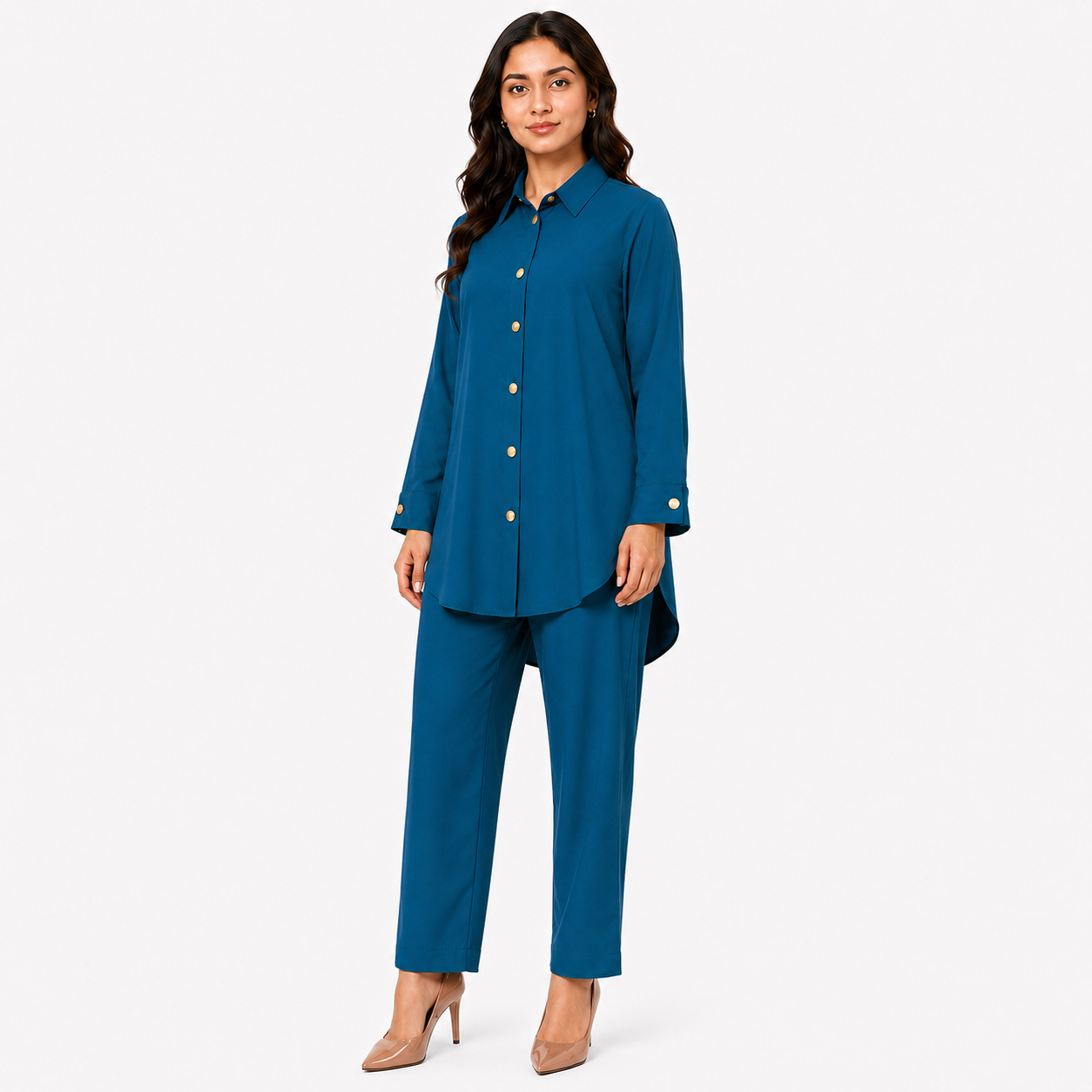 Sapphire Blue Collared Co-Ord Set