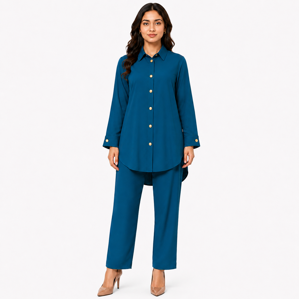 Sapphire Blue Collared Co-Ord Set