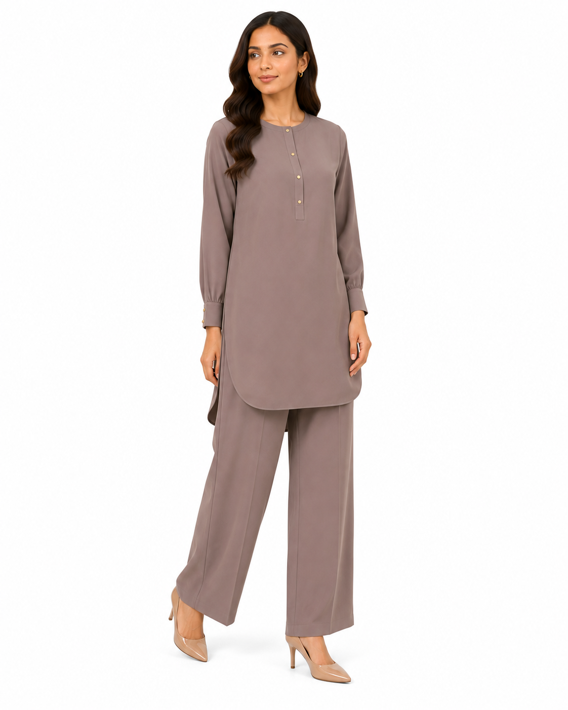 Mink Taupe Scallop Co-Ord Set