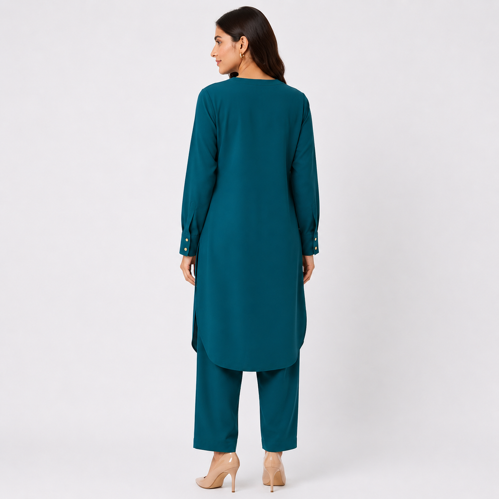 Emerald Teal Scallop Co-Ord Set